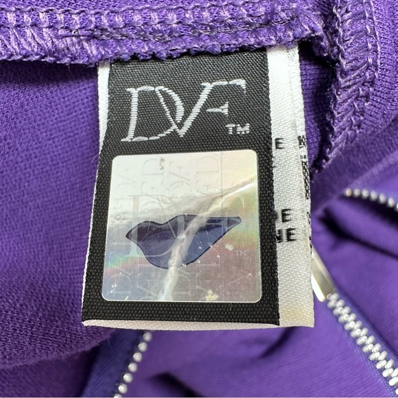 Diane Von Furstenberg Carpreena Mini Chrome A Line Sheath Dress Purple Size 12 - Picture 7 of 9